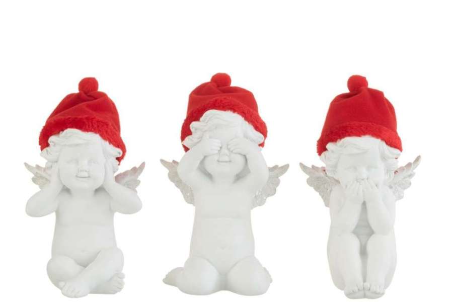 ANGEL SEE/HEAR/SPEAK HAT POLY RED/WHITE LARGE ASSORTMENT OF 3