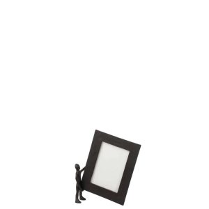 FIGURE WITH PHOTOFRAME ALUMINIUM BLACK/WHITE LARGE