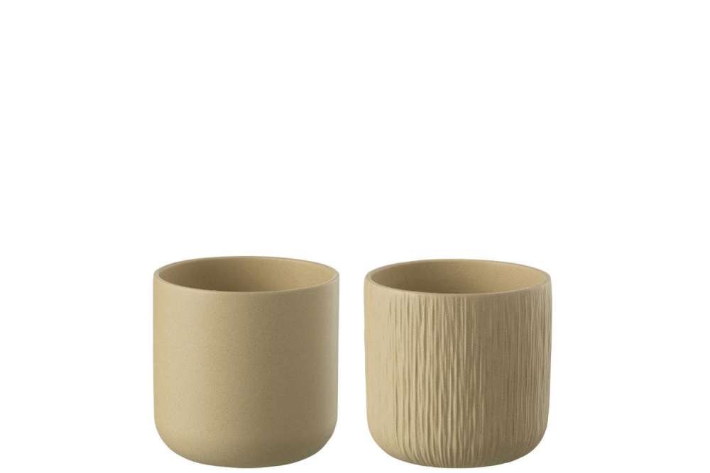 FLOWERPOT GEN CERAMIC BEIGE SMALL ASSORTMENT OF 2