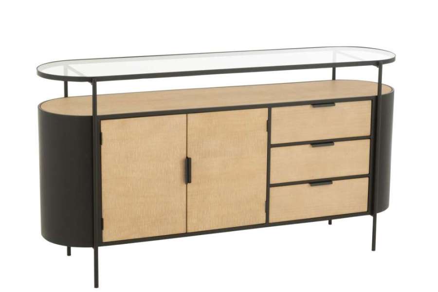 CABINET OVY IRON NATURAL/BLACK
