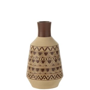 VASE PATTERN SHAPES TERRACOTTA WHITE/BROWN