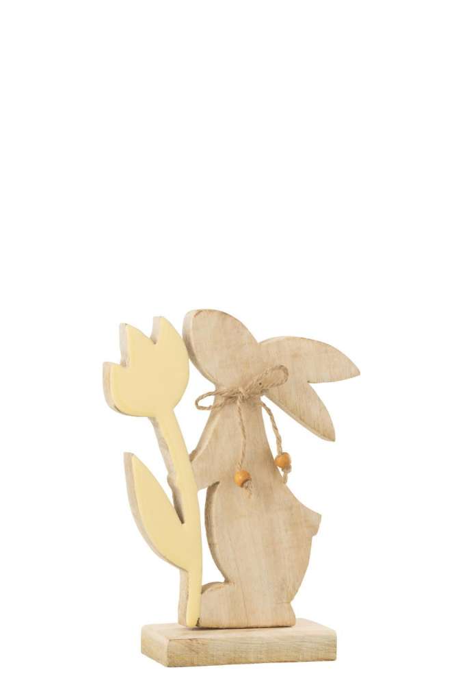 BUNNY WITH FLOWER WOOD YELLOW MEDIUM