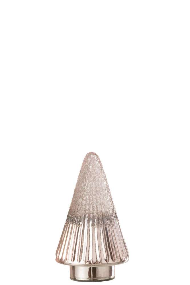 XMAS TREE RIBBED GLASS PINK SMALL