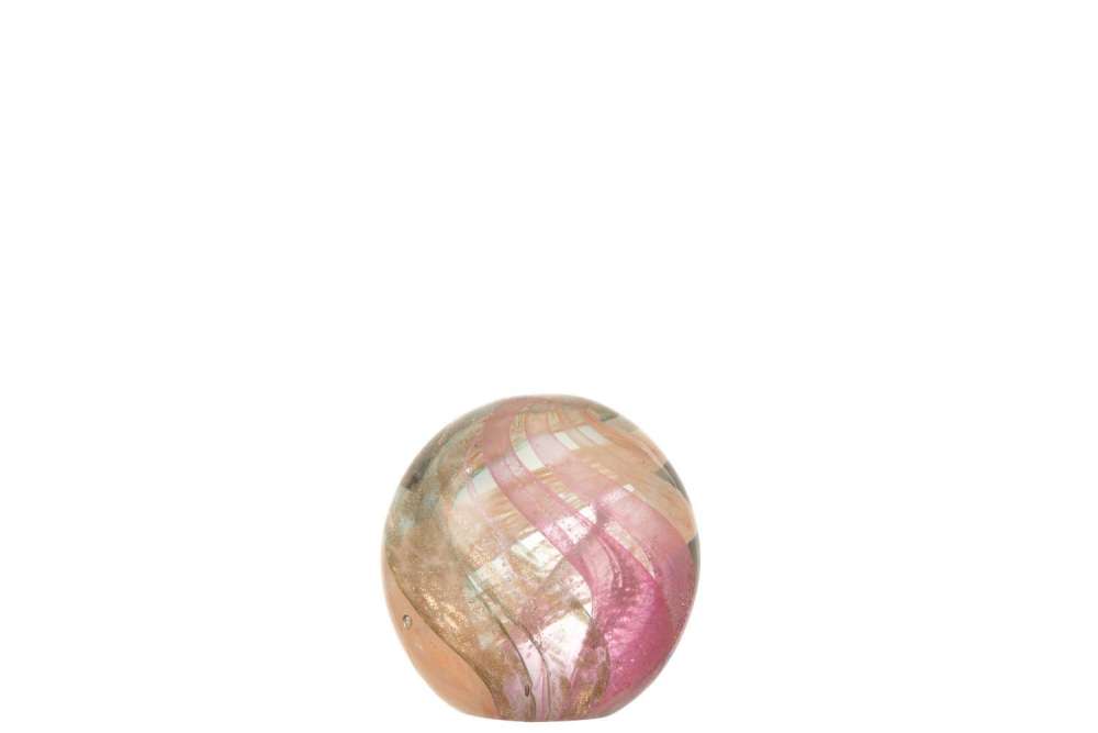 PAPERWEIGHT HURICCANE GLASS GOLD/PINK SMALL