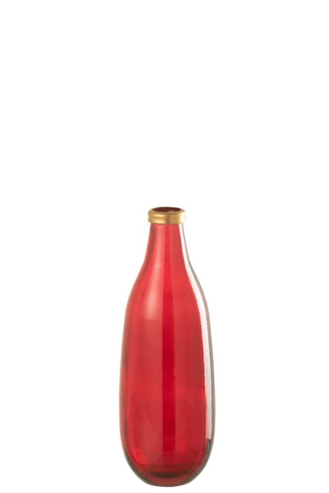 VASE GOLD RIM GLASS RED MEDIUM