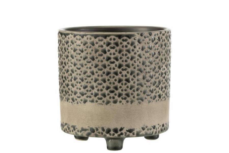 FLOWERPOT MOSAIC CERAMIC GREY/BLUE LARGE