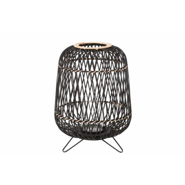 LANTERN ON FOOT BAMBOO BLACK/NATURAL LARGE