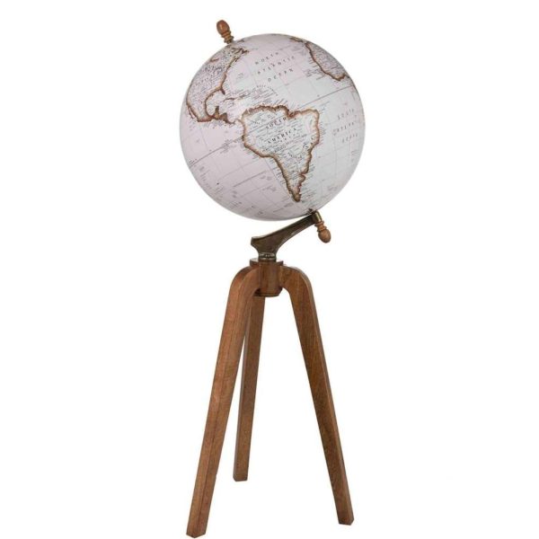 GLOBE ON FOOT WOOD WHITE/NATURAL EXTRA LARGE