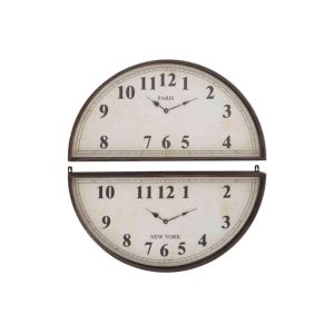 CLOCK 2 PIECES PARIS LONDON METAL BROWN