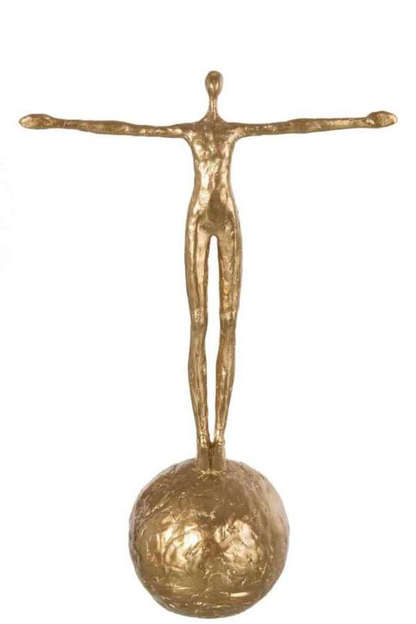 FIGURINE ON BALL POLY GOLD