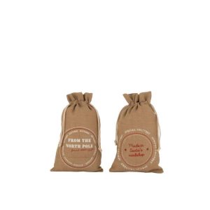 BAG CHRISTMAS ENGLISH JUTE NATURAL MEDIUM ASSORTMENT OF 2