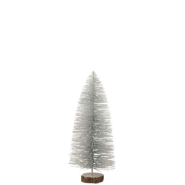 CHRISTMAS TREE DECO PLASTIC GLITTER SILVER MEDIUM