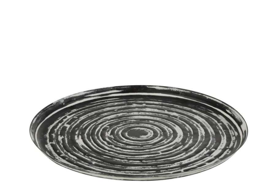 TRAY ROUND CLASSIC IRON BLACK/WHITE