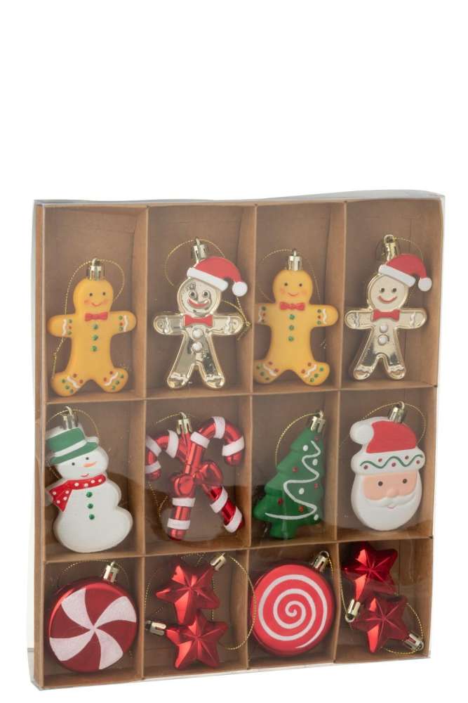 BOX OF 13 HANGER CHRISTMAS PLASTIC MULTICOLORED