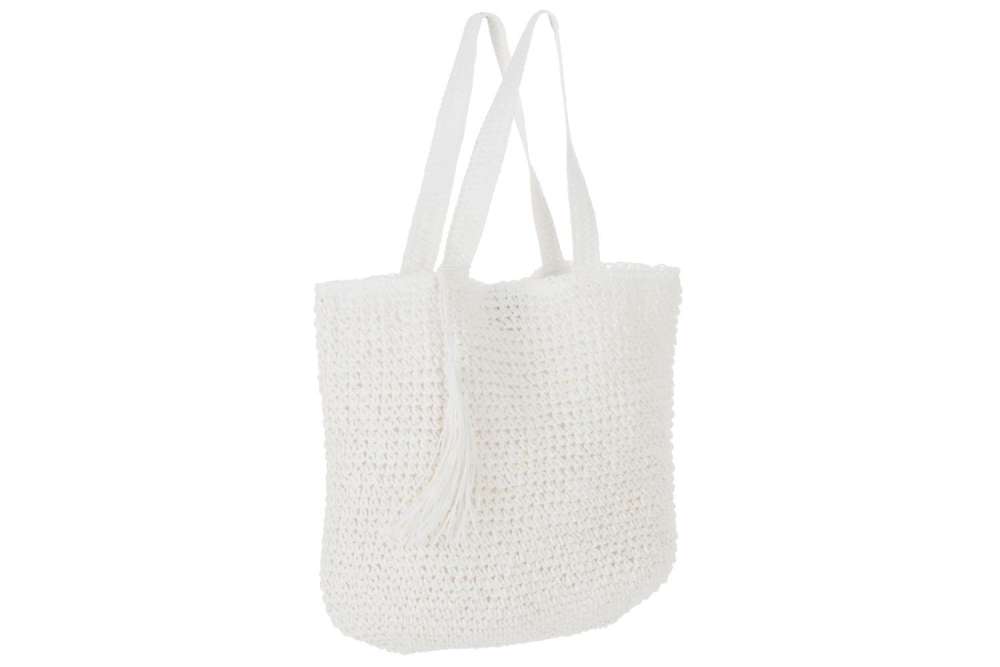 BEACH BAG TASSEL PAPER WHITE