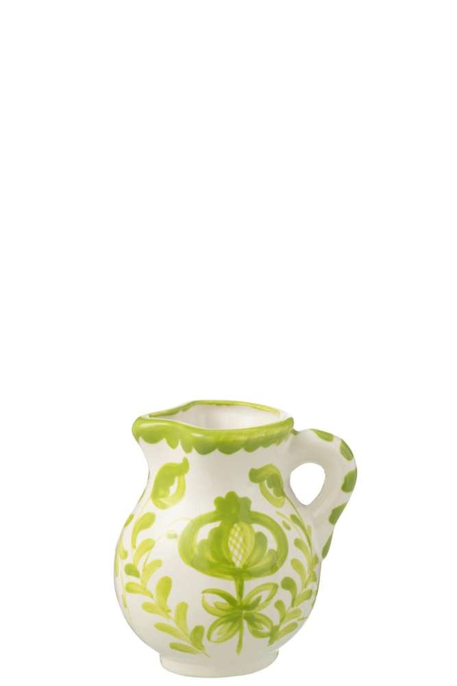PITCHER GRANADA CERAMIC WHITE/GREEN SMALL