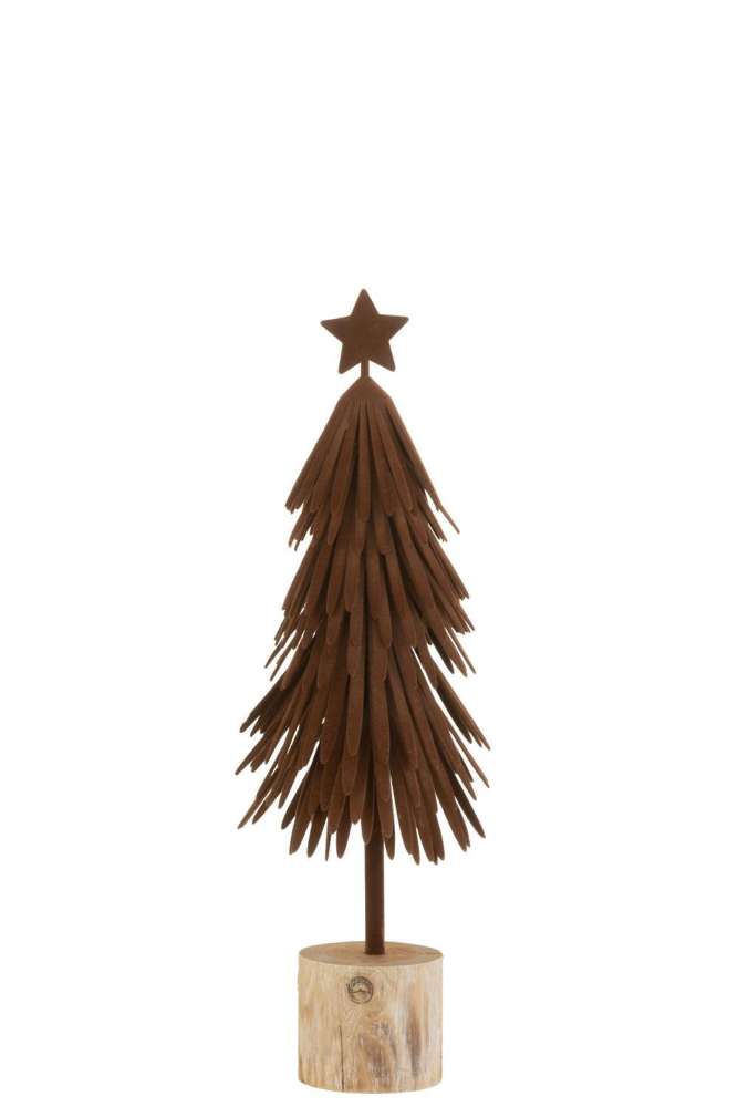 CHRISTMAS TREE ON FOOT+STAR VELVET/WOOD BROWN S