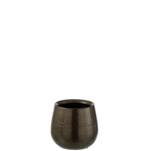 FLOWERPOT SHINY CERAMIC GREEN/GOLD SMALL
