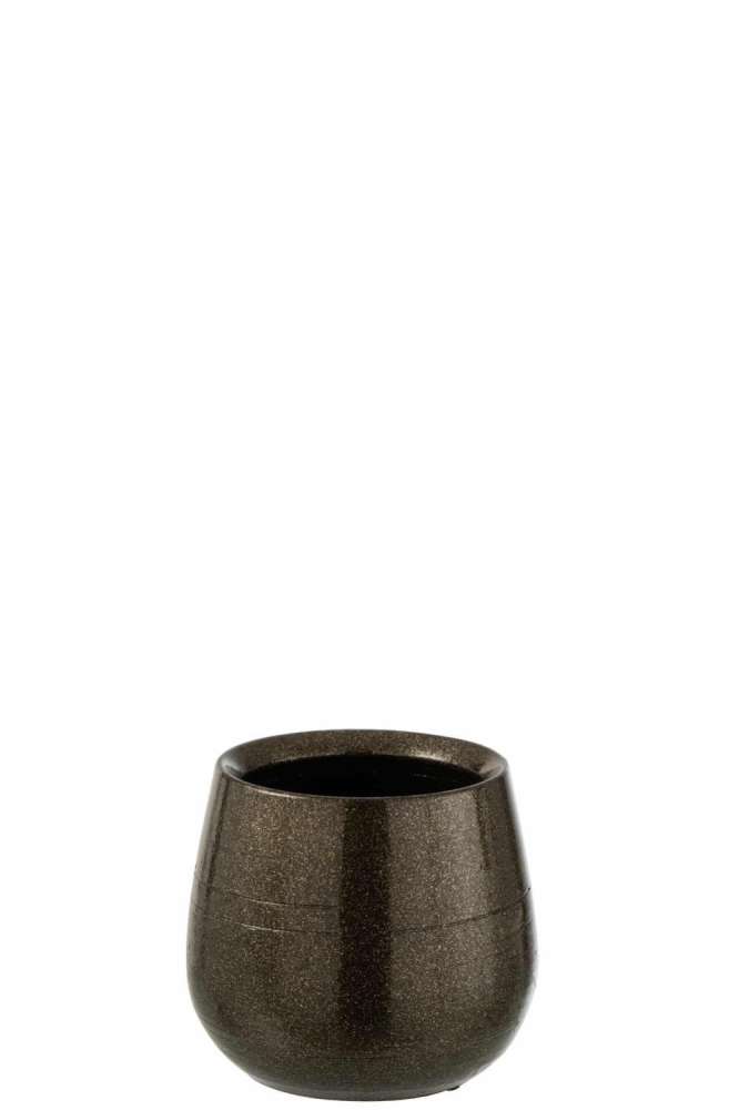 FLOWERPOT SHINY CERAMIC GREEN/GOLD SMALL