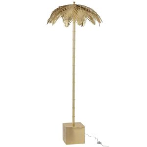LAMP STANDING COCONUT LEAVES STEEL GOLD