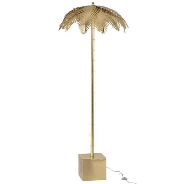 LAMP STANDING COCONUT LEAVES STEEL GOLD
