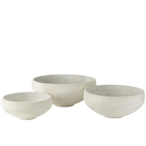 SET OF 3 DISH FIBER CLAY WHITE