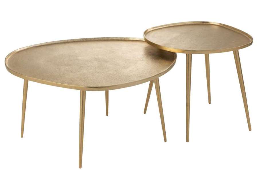 SET OF 2 SIDETABLES VINTA ALUMINIUM GOLD