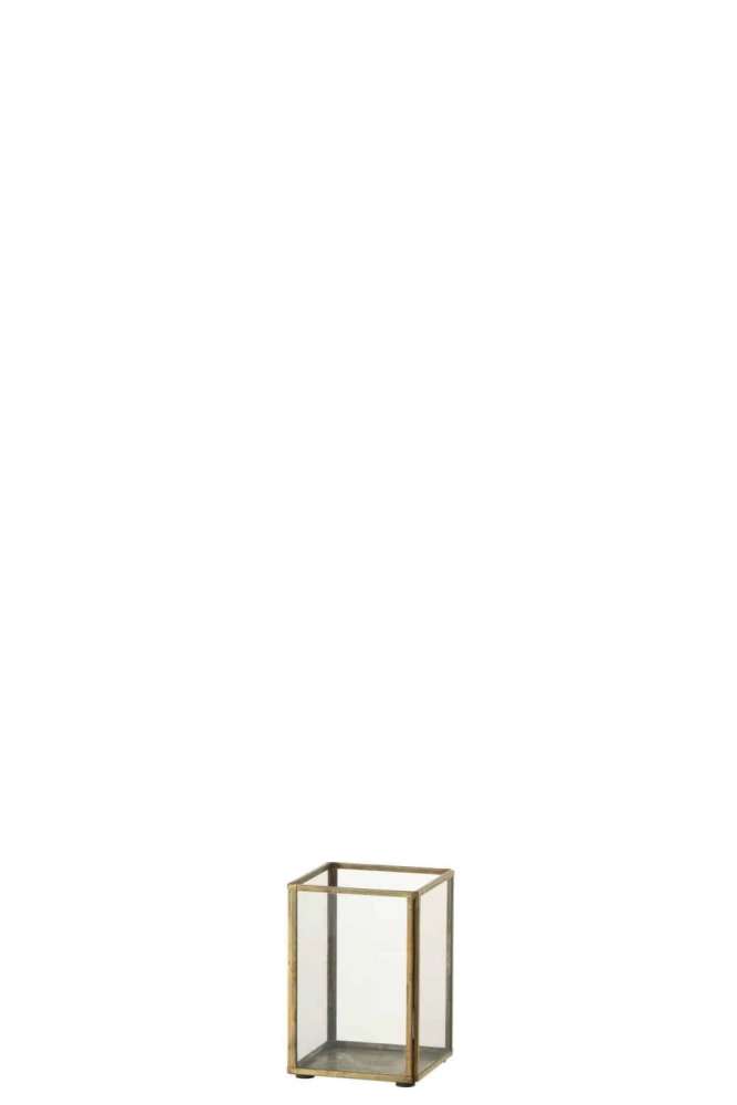 CANDLEHOLDER GLASS/METAL BRONZE SMALL