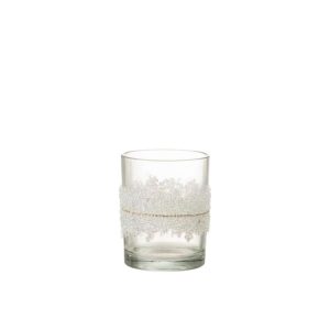TEALIGHT HOLDER SUGAR MIDDLE DIAMONDS LINE GLASS CLEAR LARGE