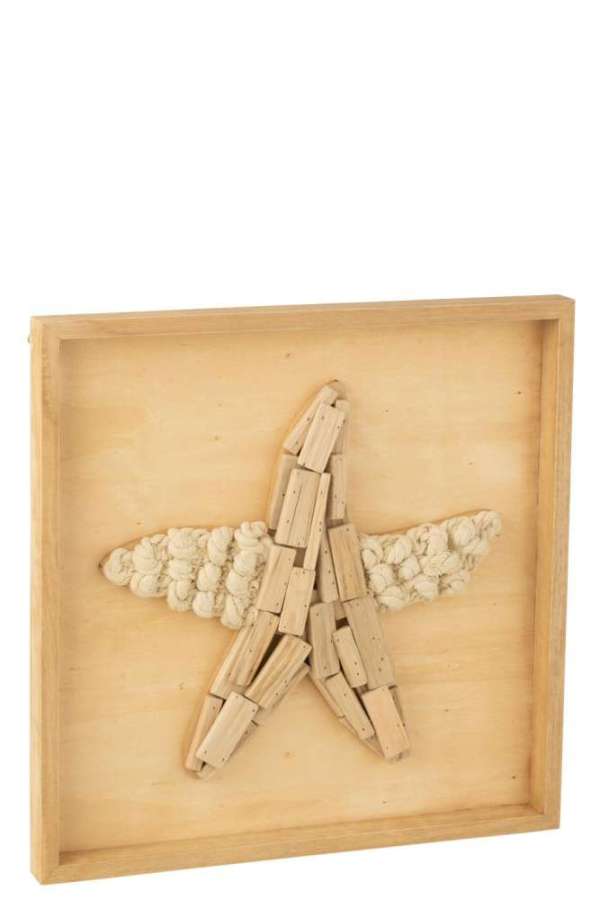 WALL DECORATION STAR FISH WOOD NATURAL