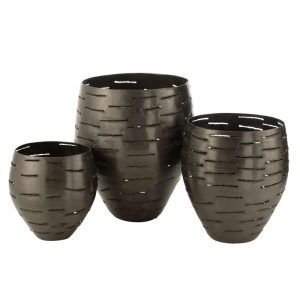 SET OF 3 HURRICANE BOWLS METAL BLACK