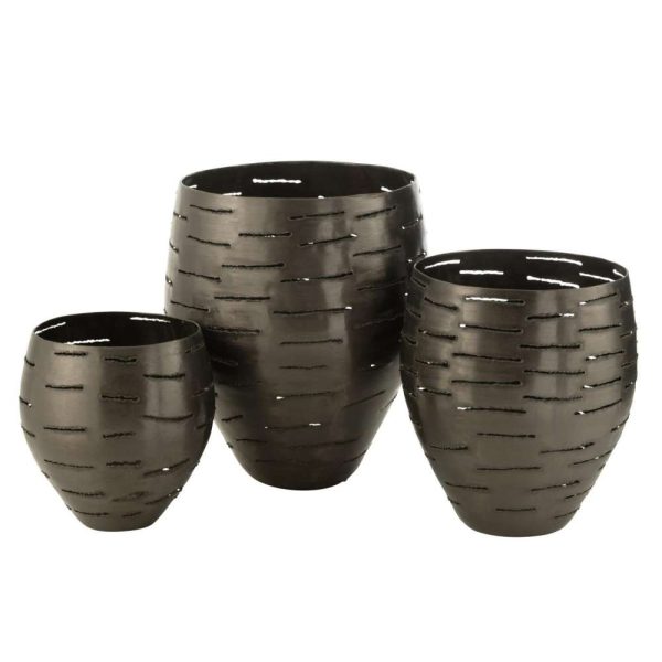 SET OF 3 HURRICANE BOWLS METAL BLACK