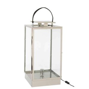 LANTERN LAMP METAL/GLASS SILVER