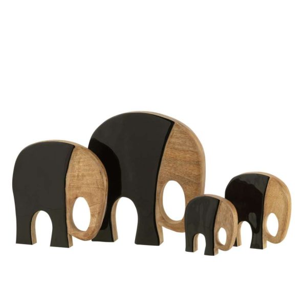 SET OF 4 ELEPHANTS MANGO WOOD BLACK/DARK WOOD