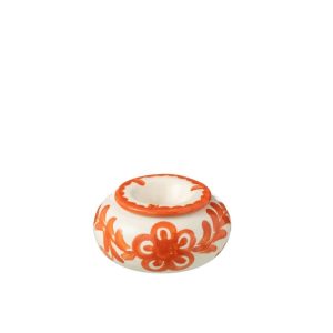 ASHTRAY GRANADA CERAMIC WHITE/ORANGE LARGE