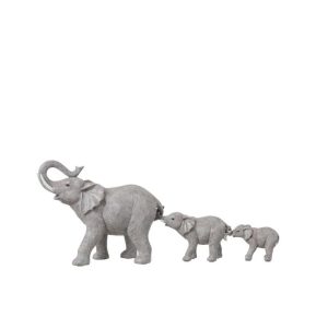 ELEPHANTS ROW 3 POLYRESIN GREY