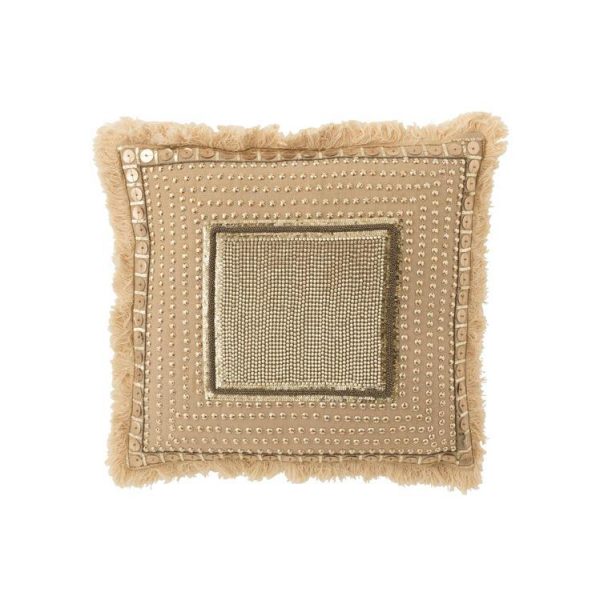 CUSHION BORDER IBIZA COTTON BEIGE/WHITE