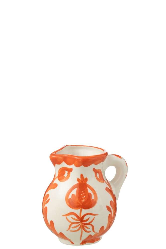 PITCHER GRANADA CERAMIC WHITE/ORANGE SMALL