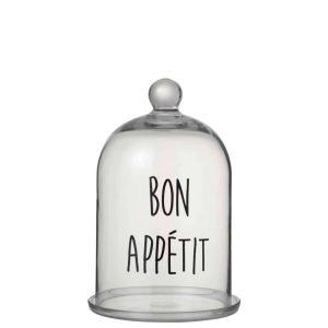 GLASS BELL BON APPETIT ROUND GLASS TRANSPARENT/BLACK