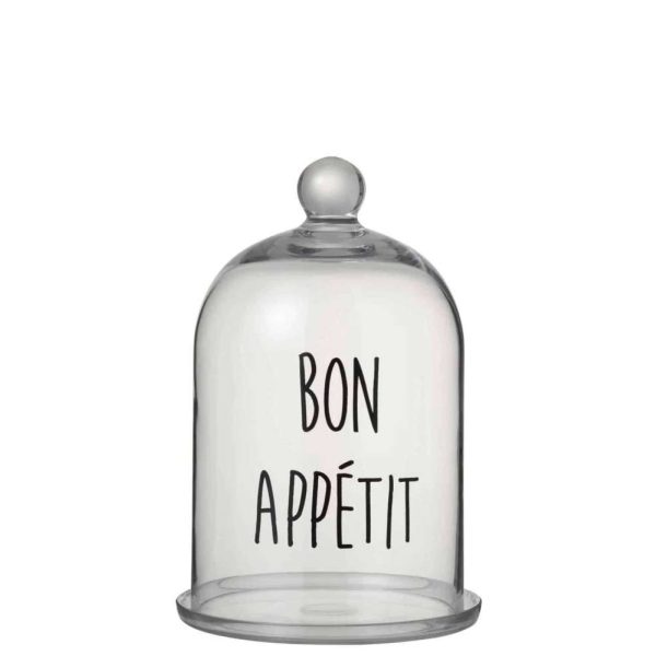 GLASS BELL BON APPETIT ROUND GLASS TRANSPARENT/BLACK
