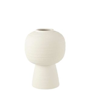 VASE LANTERN CLAY WHITE MEDIUM