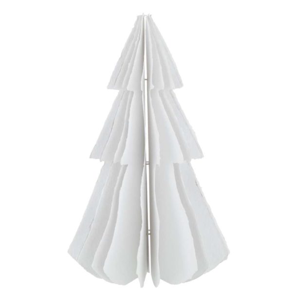 CHRISTMAS TREE COTTON MACHE WHITE LARGE
