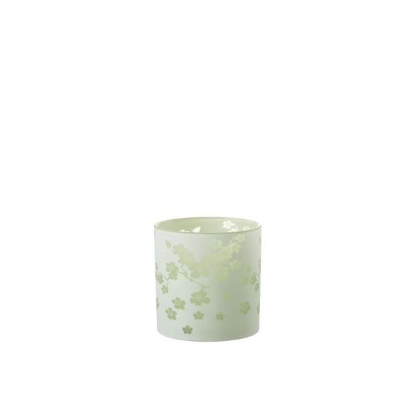 HURRICANE FLOWERS GLASS GREEN LARGE