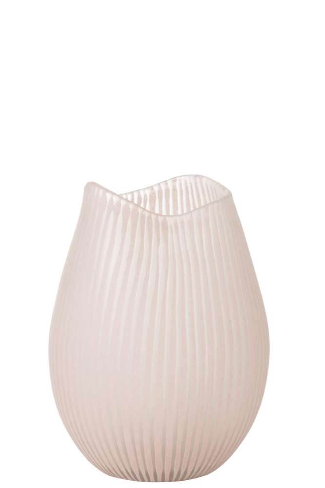 VASE STRIPE GLASS LIGHT PINK LARGE