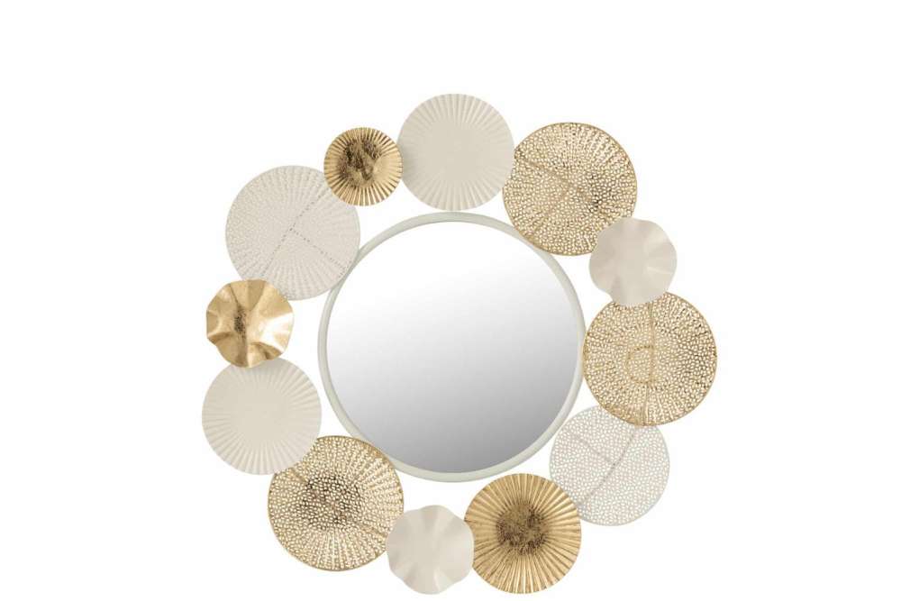 MIRROR ROUND CIRCLES METAL WHITE/GOLD