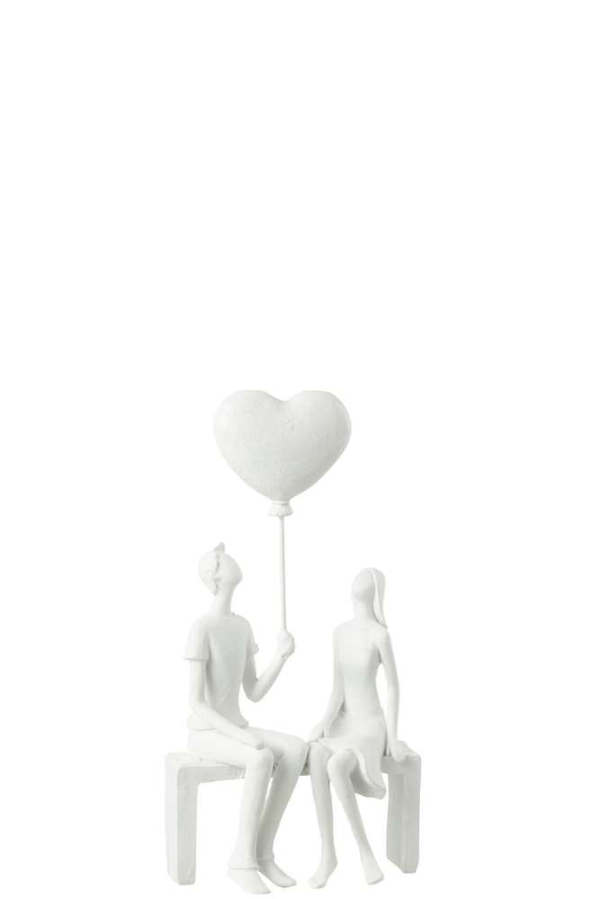 COUPLE SITTING HEART BALLOON POLY WHITE