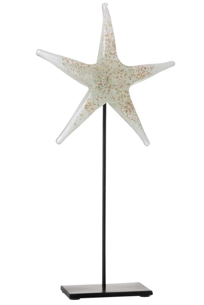 STARFISH ON BASE GLASS/IRON WHITE/GOLD/BLACK LARGE