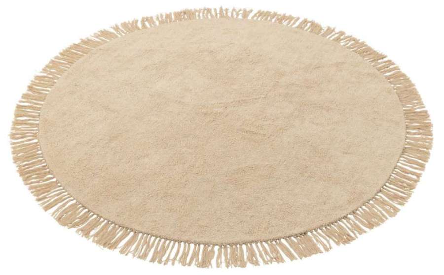 RUG ROUND+FRINGES LIGHT BEIGE