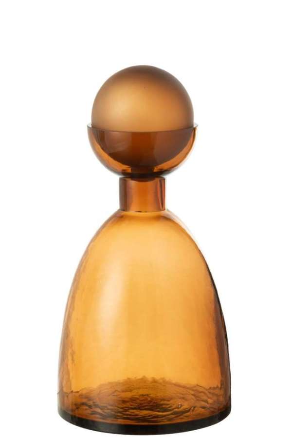 VASE BOTTLE+CAP YOKO GLASS BROWN MEDIUM