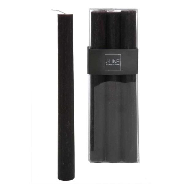 BOX 6 TABLE CANDLE BROWN/BLACK -9H